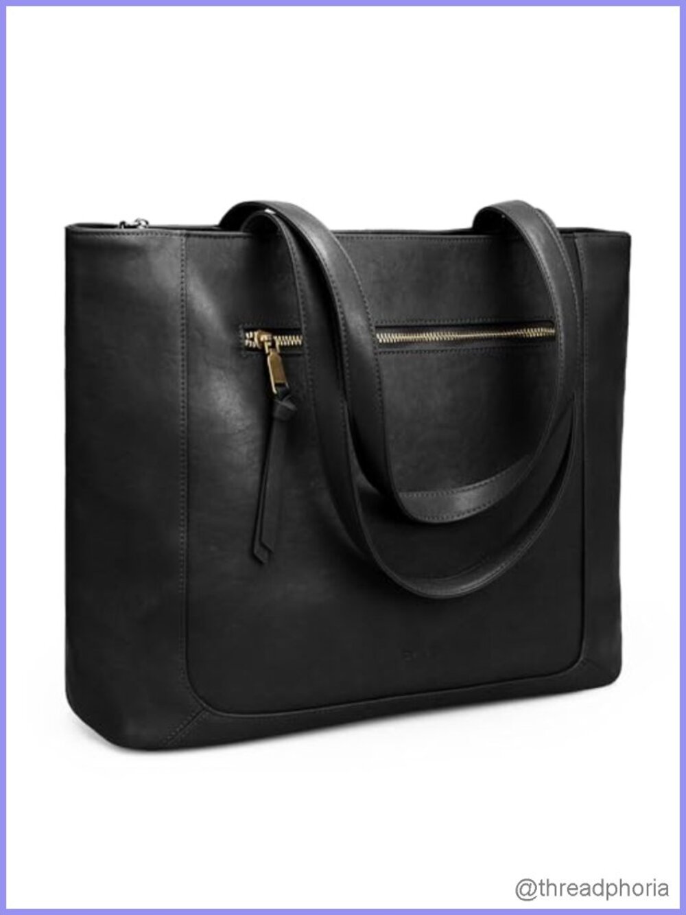 Genuine Leather Tote Bag with Zipper Large Laptop Work Tote